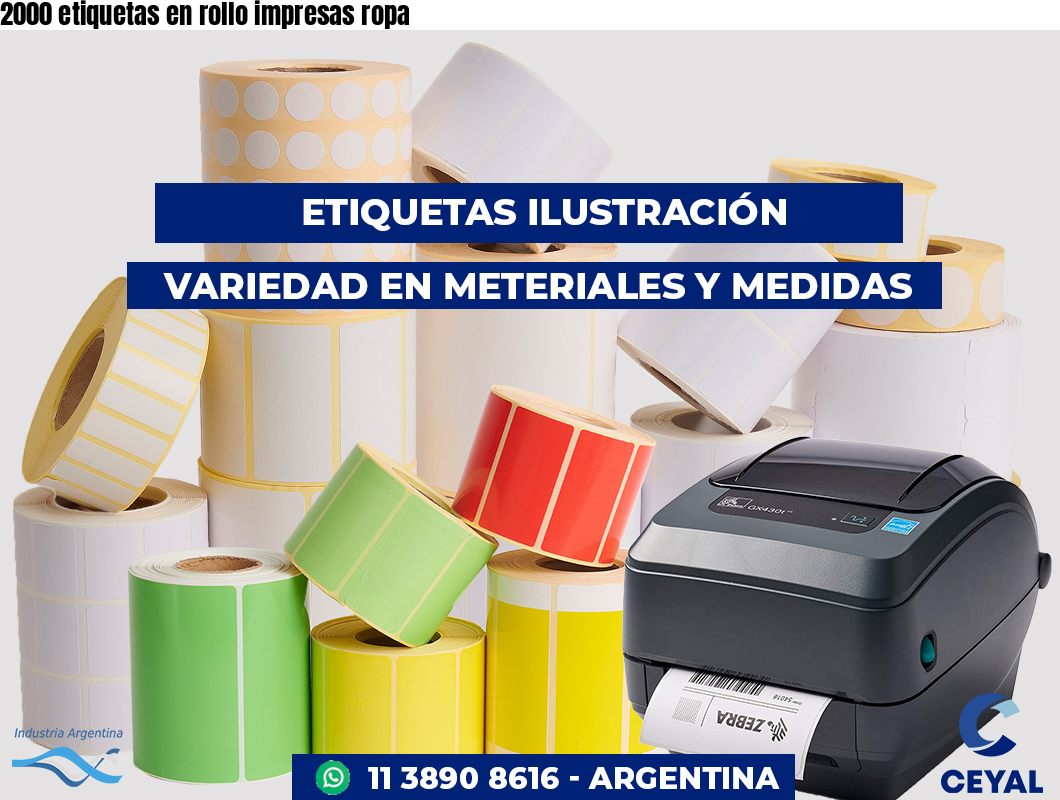 2000 etiquetas en rollo impresas ropa