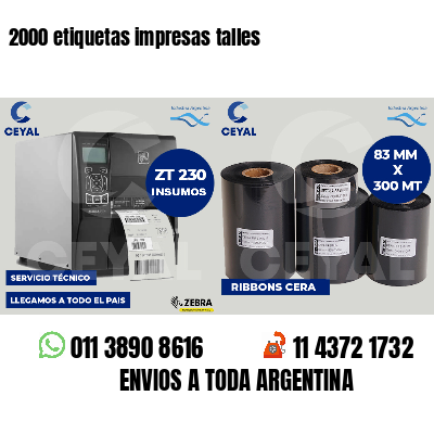2000 etiquetas impresas talles