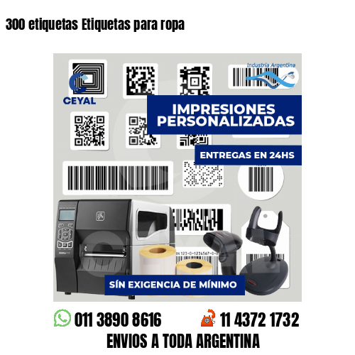 300 etiquetas Etiquetas para ropa