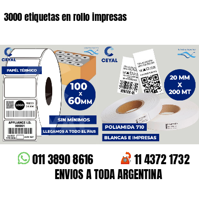 3000 etiquetas en rollo impresas