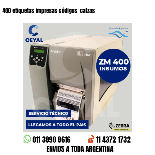 400 etiquetas impresas códigos  calzas