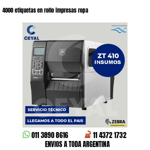 4000 etiquetas en rollo impresas ropa