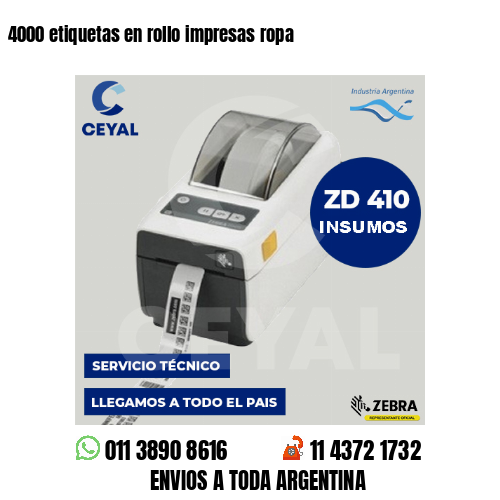 4000 etiquetas en rollo impresas ropa