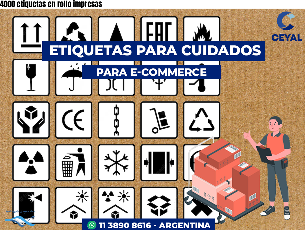 4000 etiquetas en rollo impresas