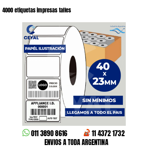 4000 etiquetas impresas talles