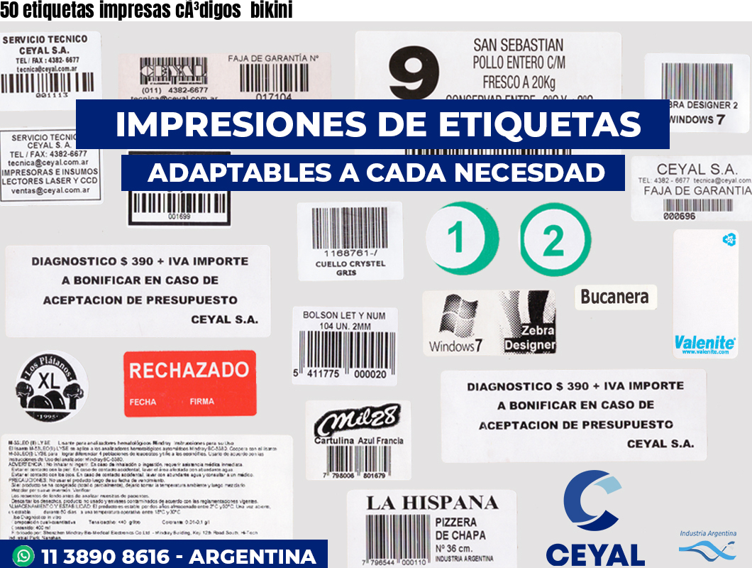 50 etiquetas impresas cÃ³digos  bikini