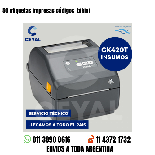50 etiquetas impresas códigos  bikini