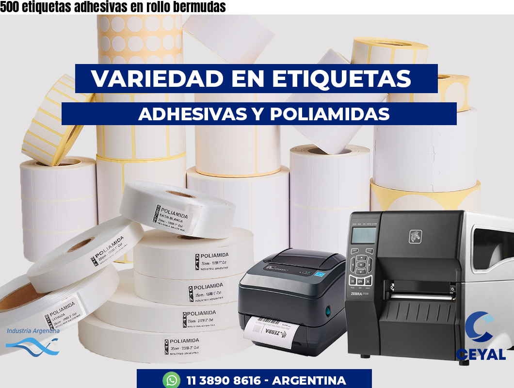 500 etiquetas adhesivas en rollo bermudas