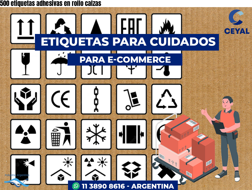 500 etiquetas adhesivas en rollo calzas