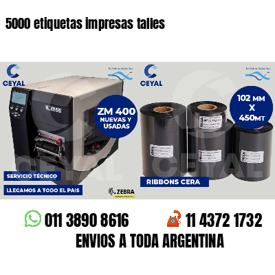 5000 etiquetas impresas talles