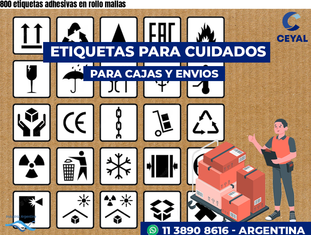 800 etiquetas adhesivas en rollo mallas