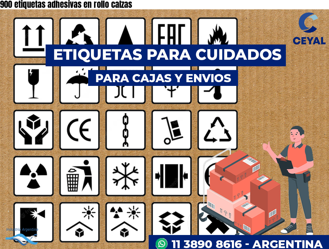 900 etiquetas adhesivas en rollo calzas