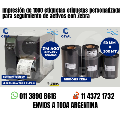 Impresión de 1000 etiquetas etiquetas personalizadas para seguimiento de activos con Zebra
