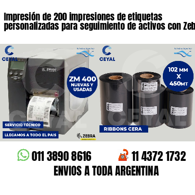 Impresión de 200 impresiones de etiquetas personalizadas para seguimiento de activos con Zebra