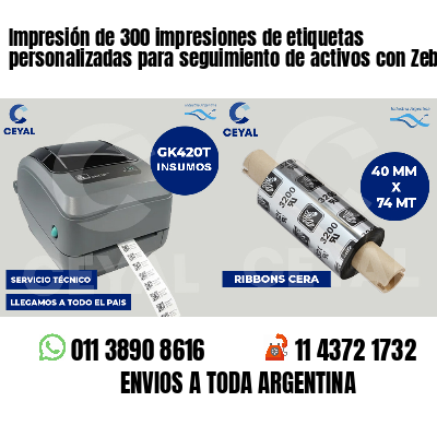 Impresión de 300 impresiones de etiquetas personalizadas para seguimiento de activos con Zebra