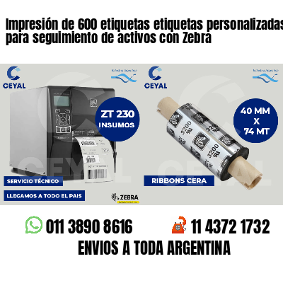 Impresión de 600 etiquetas etiquetas personalizadas para seguimiento de activos con Zebra