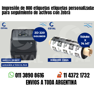 Impresión de 800 etiquetas etiquetas personalizadas para seguimiento de activos con Zebra