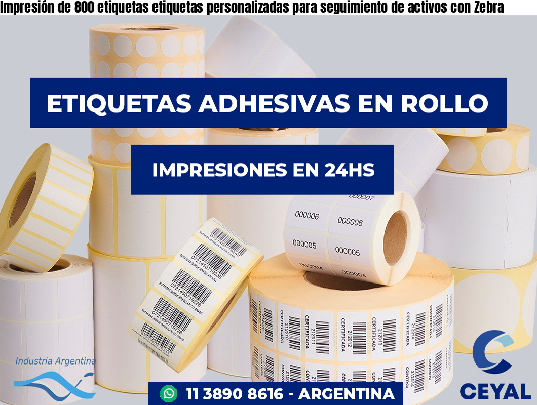 Impresión de 800 etiquetas etiquetas personalizadas para seguimiento de activos con Zebra