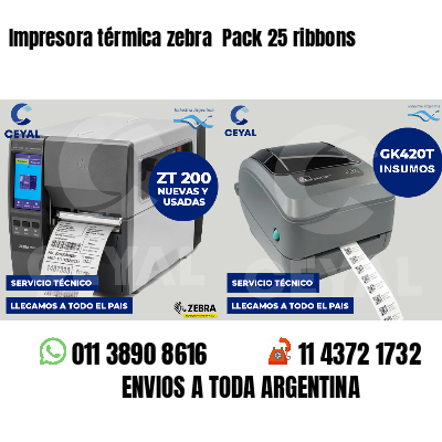 Impresora térmica zebra  Pack 25 ribbons