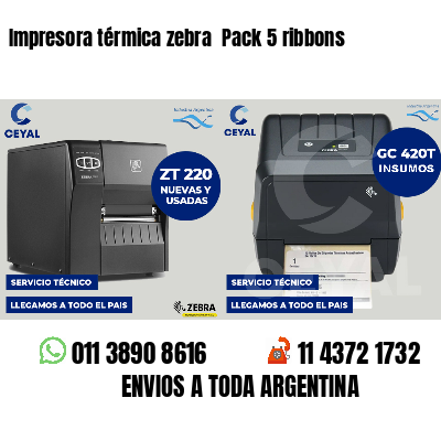 Impresora térmica zebra  Pack 5 ribbons