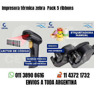 Impresora térmica zebra  Pack 5 ribbons