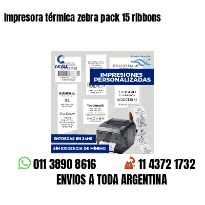 Impresora térmica zebra pack 15 ribbons