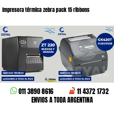 Impresora térmica zebra pack 15 ribbons