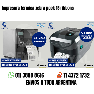 Impresora térmica zebra pack 15 ribbons