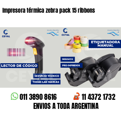 Impresora térmica zebra pack 15 ribbons
