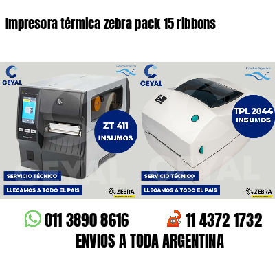 Impresora térmica zebra pack 15 ribbons