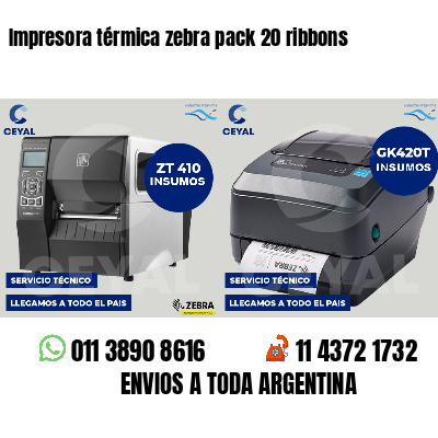 Impresora térmica zebra pack 20 ribbons