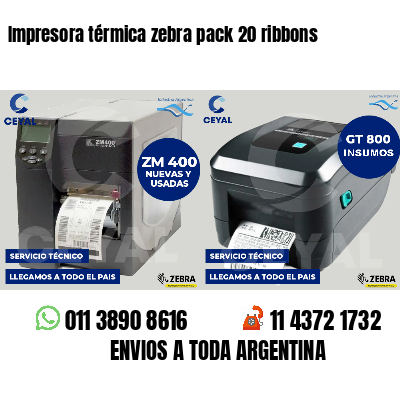 Impresora térmica zebra pack 20 ribbons