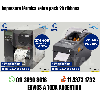 Impresora térmica zebra pack 20 ribbons