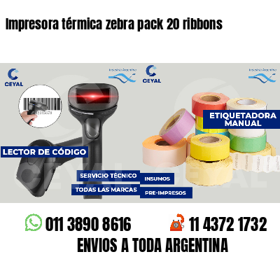Impresora térmica zebra pack 20 ribbons