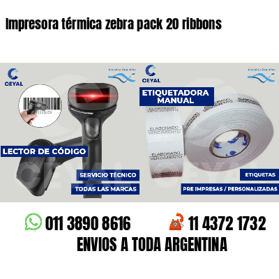 Impresora térmica zebra pack 20 ribbons