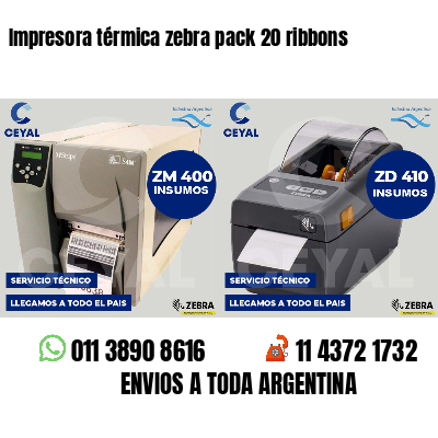 Impresora térmica zebra pack 20 ribbons