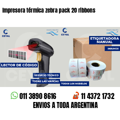 Impresora térmica zebra pack 20 ribbons