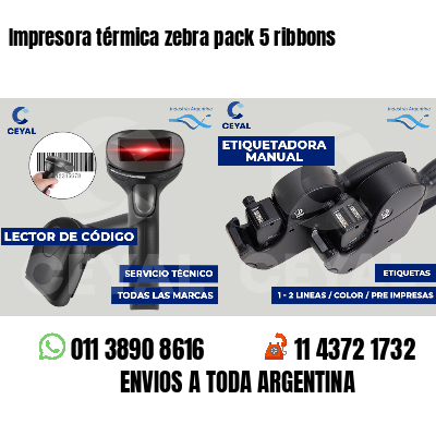 Impresora térmica zebra pack 5 ribbons