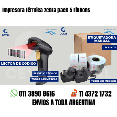 Impresora térmica zebra pack 5 ribbons
