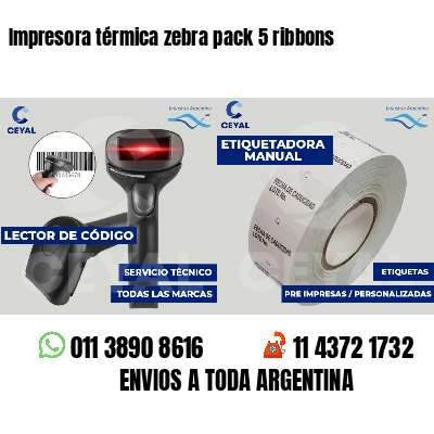 Impresora térmica zebra pack 5 ribbons