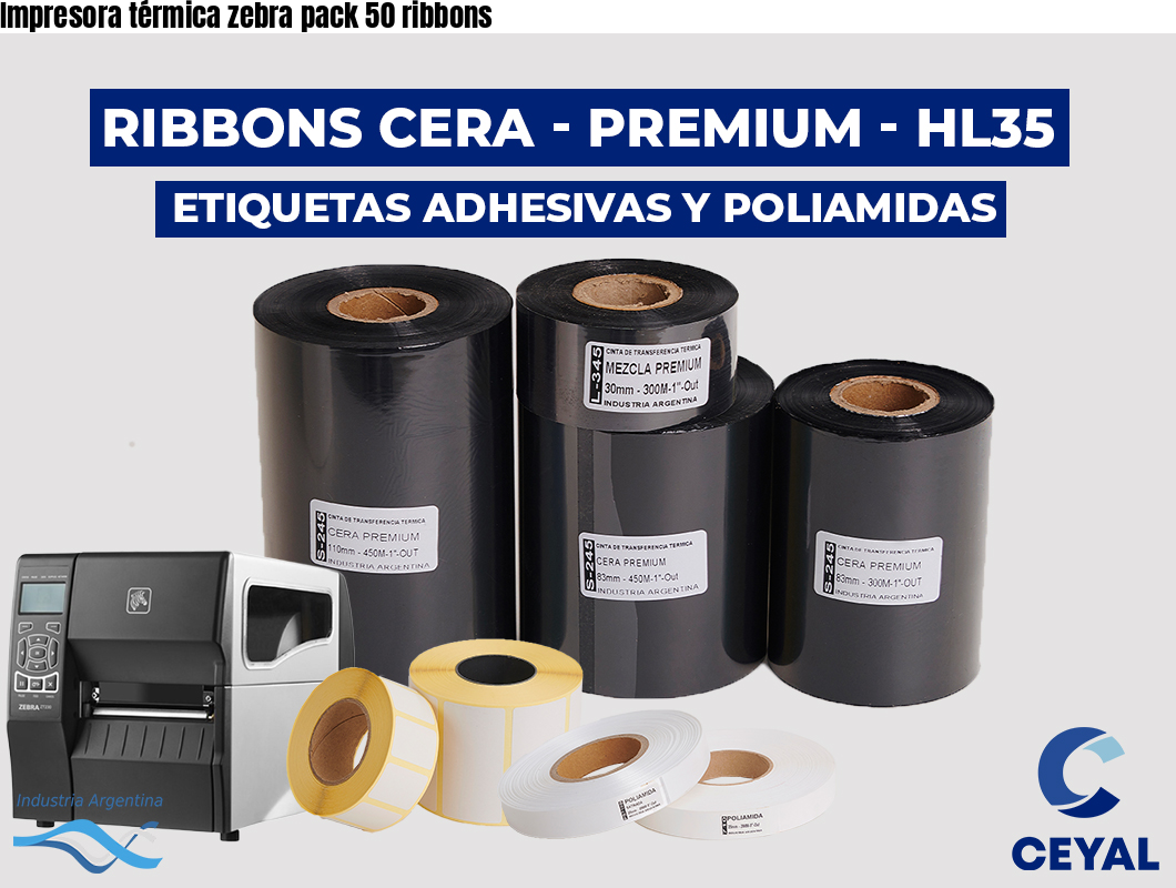 Impresora térmica zebra pack 50 ribbons