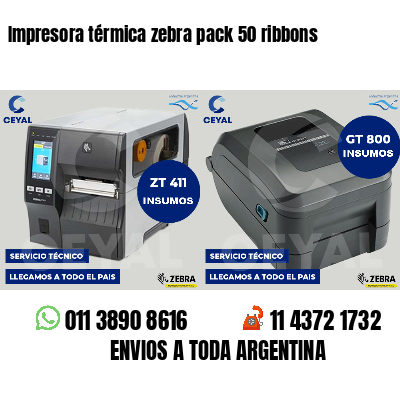 Impresora térmica zebra pack 50 ribbons