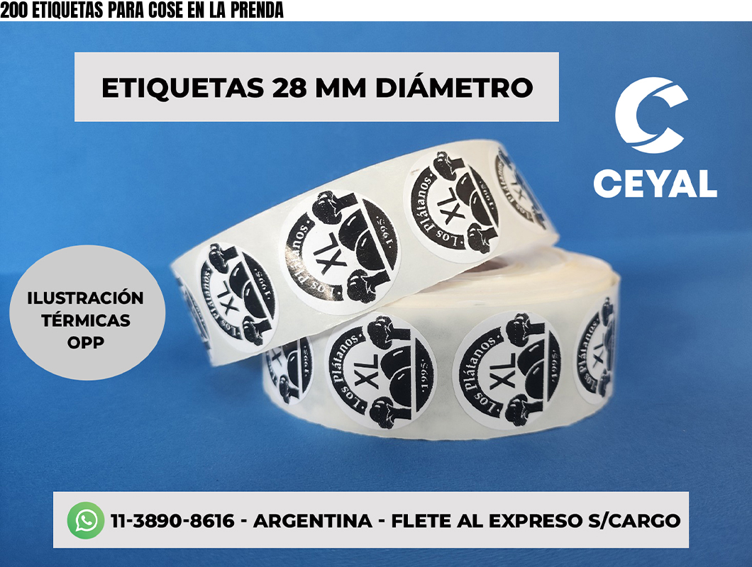 200 ETIQUETAS PARA COSE EN LA PRENDA