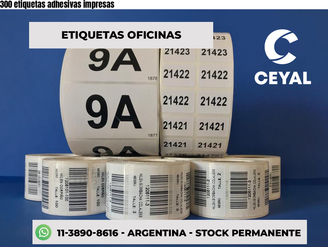 300 etiquetas adhesivas impresas