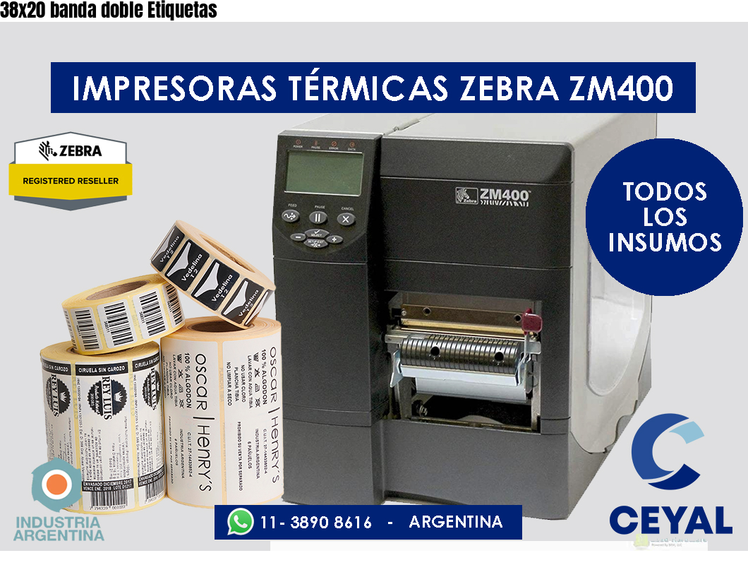 38x20 banda doble Etiquetas