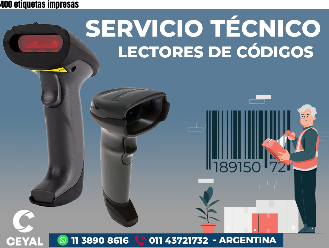 400 etiquetas impresas