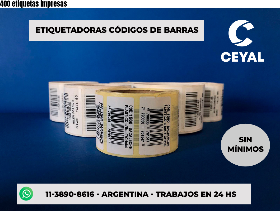 400 etiquetas impresas