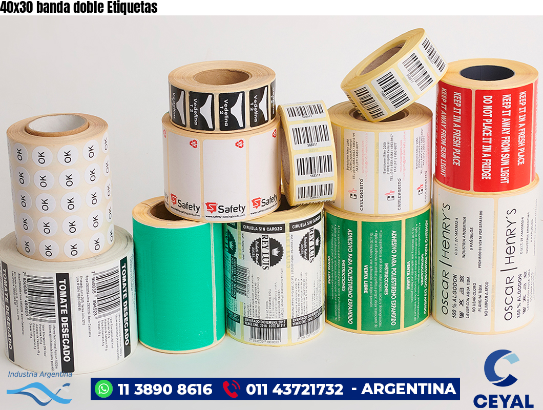 40×30 banda doble Etiquetas