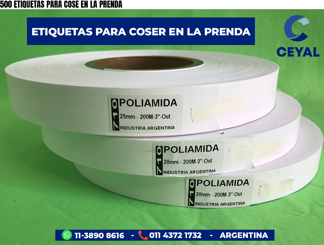 500 ETIQUETAS PARA COSE EN LA PRENDA