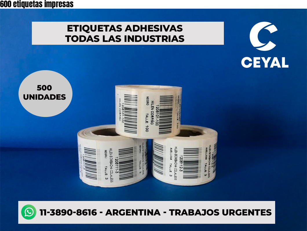 600 etiquetas impresas